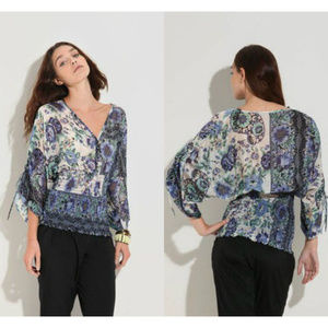 SALE! ABS Silk Chiffon Top Blouse XS Floral NWT